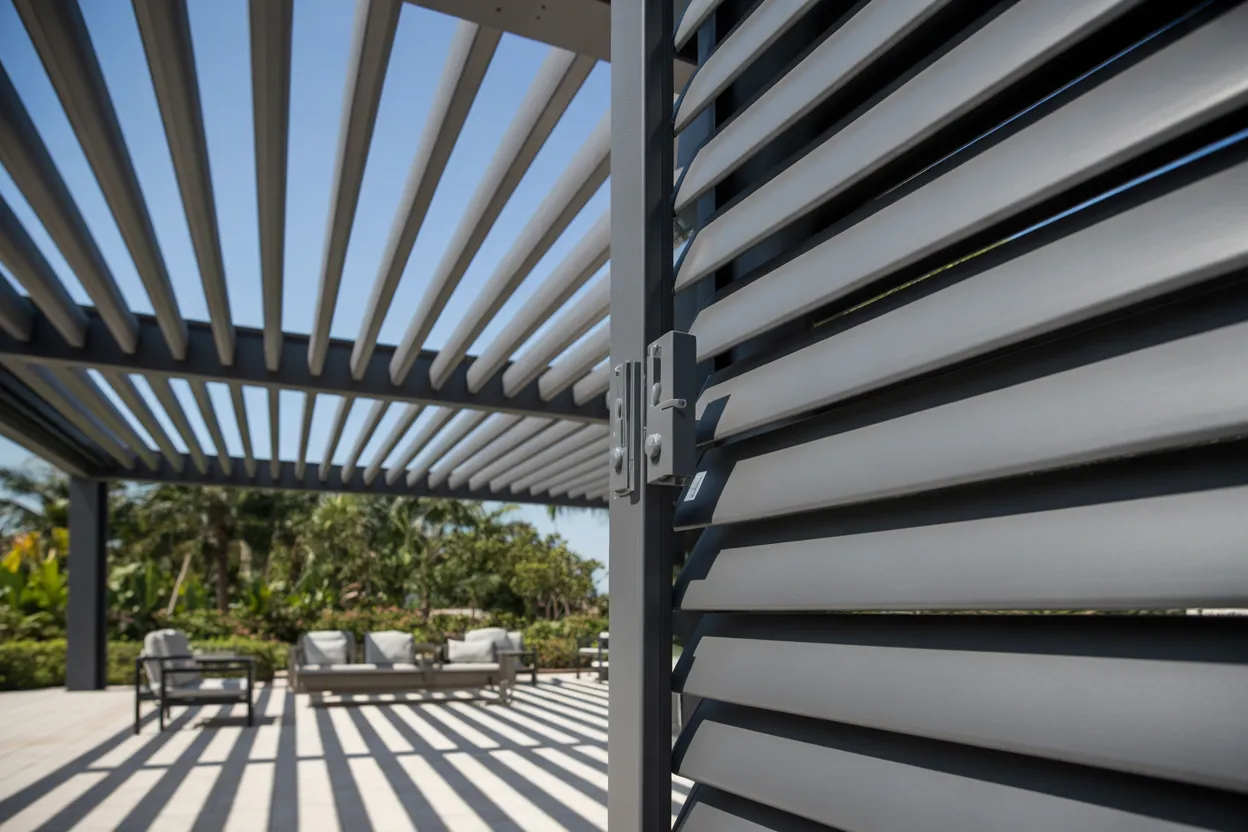 Louvered Pergola with closed rain protection in Dunedin, FL